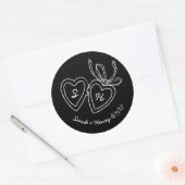 Whimsical Heart Locket Doodle Sketch Modern CUSTOM ラウンドシール (封筒)