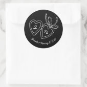 Whimsical Heart Locket Doodle Sketch Modern CUSTOM ラウンドシール (バッグ)