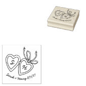 Whimsical Heart Locket Doodle Sketch Modern CUSTOM ラバースタンプ (押印)