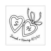 Whimsical Heart Locket Doodle Sketch Modern CUSTOM ラバースタンプ (インプリント)