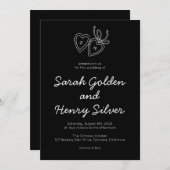 Whimsical Heart Locket Doodle Sketch Modern CUSTOM 招待状 (正面/裏面)