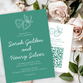 Whimsical Heart Locket Doodle Sketch Modern CUSTOM 招待状