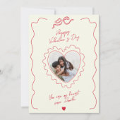 Whimsical Heart Photo Bow Frame Love Valentines シーズンカード (正面)