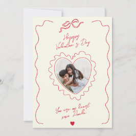 Whimsical Heart Photo Bow Frame Love Valentines シーズンカード
