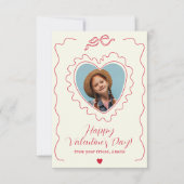 Whimsical Heart Photo Bow Frame Love Valentines ノートカード (正面)
