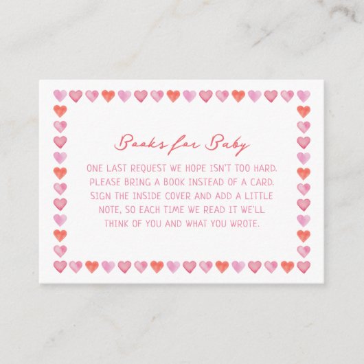 Whimsical Hearts Baby Shower Books for Baby エンクロージャーカード (正面)