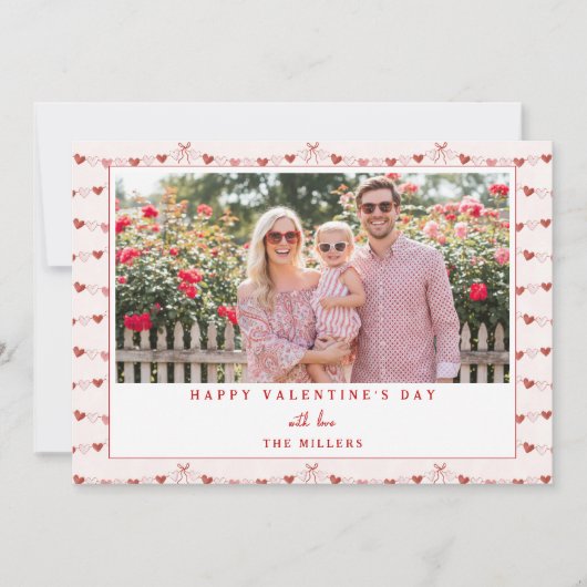 Whimsical Hearts Happy Valentine's Day Photo Card シーズンカード (正面)