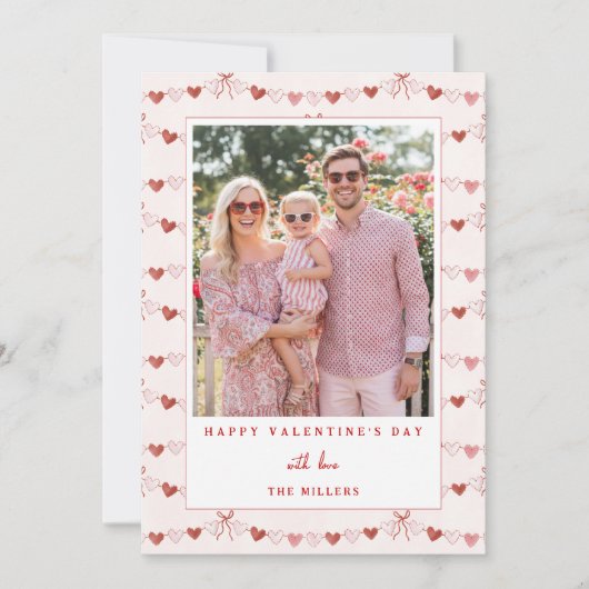 Whimsical Hearts Happy Valentine's Day Photo Card シーズンカード (正面)
