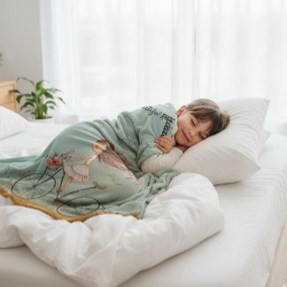 Whimsical Hearts & Petals: Sweet Birthday Bicycle  フリースブランケット