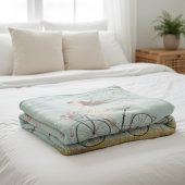 Whimsical Hearts & Petals: Sweet Birthday Bicycle  フリースブランケット