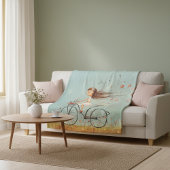 Whimsical Hearts & Petals: Sweet Birthday Bicycle  フリースブランケット