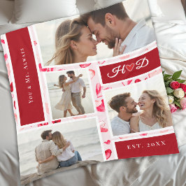 Whimsical Hearts Romantic Photo Collage Gift Red フリースブランケット