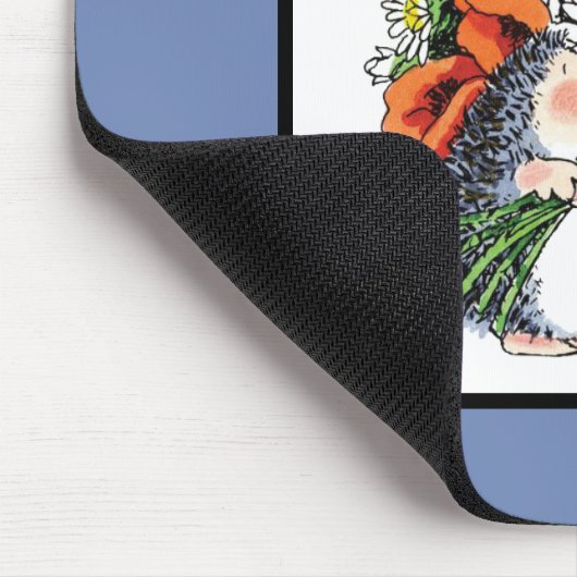 Whimsical Hedgehog and Poppies マウスパッド (コーナー)