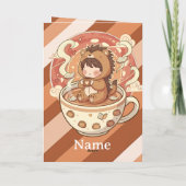 Whimsical Hedgehog Coffee Greeting Card カード (裏面)