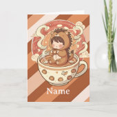 Whimsical Hedgehog Coffee Greeting Card カード (正面)