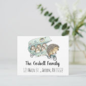 Whimsical Hedgehog Family Customizable ポストカード (スタンド正面)