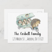 Whimsical Hedgehog Family Customizable ポストカード (正面/裏面)