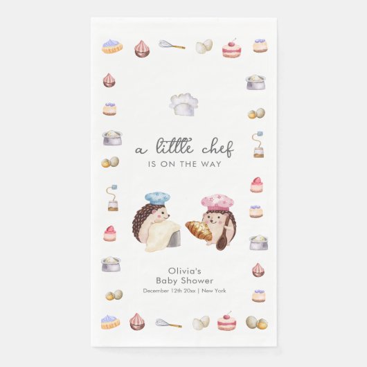 Whimsical Hedgehog Little Chef Baker Baby Shower  (正面)