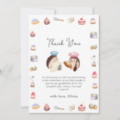 Whimsical Hedgehog Little Chef Baker Baby Shower  サンキューカード (正面)