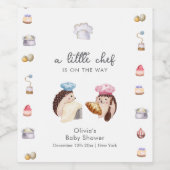 Whimsical Hedgehog Little Chef Baker Baby Shower ワインラベル (シングルラベル)