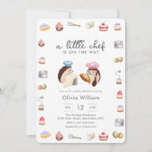 Whimsical Hedgehog Little Chef Baker Baby Shower 招待状 (正面)