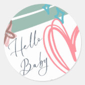 Whimsical "Hello Baby" Round Sticker ラウンドシール (正面)
