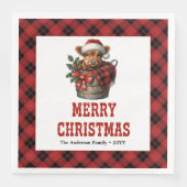 Whimsical highland cow buffalo holiday napkins (正面)