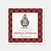 Whimsical holiday chickens napkins name editable スタンダードカクテルナプキン (正面)