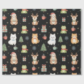 Whimsical Holiday Critters Festive Gift Wrap ラッピングペーパー (フラット)