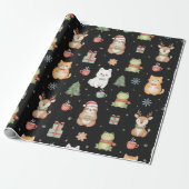 Whimsical Holiday Critters Festive Gift Wrap ラッピングペーパー (アンロールド)