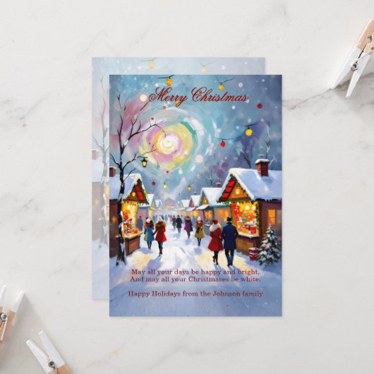 Whimsical Holiday Market Merry Christmas 5x7 Card 招待状 (正面/裏面インサイチュ)
