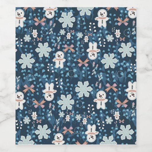 Whimsical Holiday Wrapping Paper Flat Sheet ワインラベル (シングルラベル)