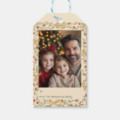 Whimsical Holiday Wreath & Bows Photo Card ギフトタグ (正面)