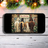 Whimsical Horses with Festive Christmas Trees シーズンカード