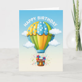 Whimsical Hot Air Balloon Birthday Card カード