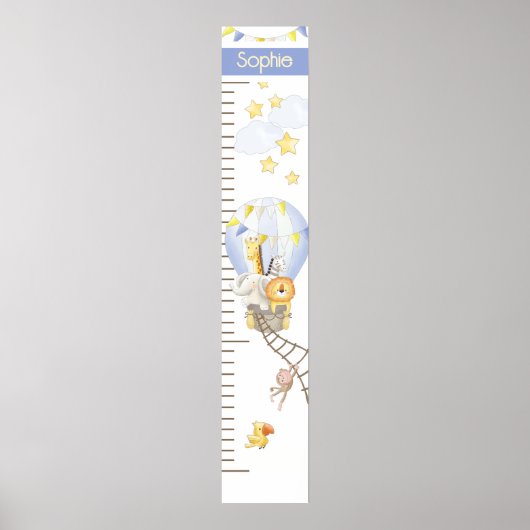 Whimsical Hot Air Balloon Growth Chart ポスター (正面)