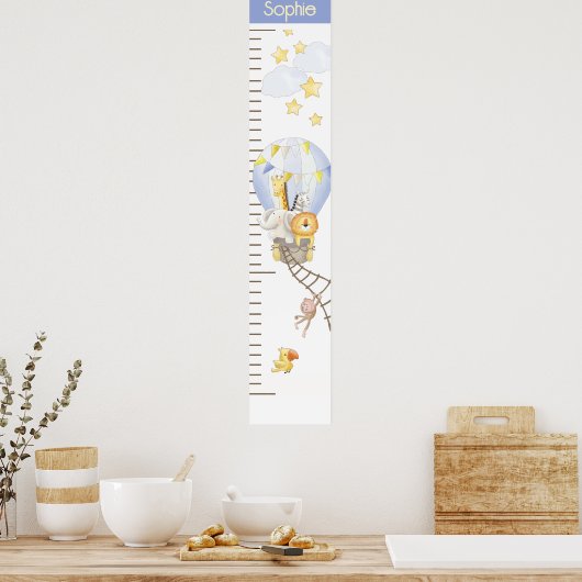Whimsical Hot Air Balloon Growth Chart ポスター (キッチン)