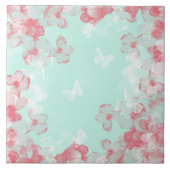 Whimsical Hot Air Balloon with Cherry Blossoms タイル (正面)