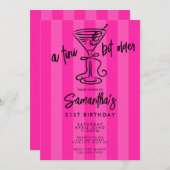 Whimsical Hot Pink A Tini Bit Older 21st Birthday 招待状 (正面/裏面)