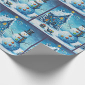 Whimsical House & Snowman Christmas Decoupage ラッピングペーパー (角)
