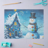 Whimsical House & Snowman Christmas Decoupage 薄葉紙 (クラフト)