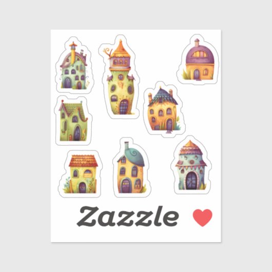 Whimsical houses, adorable and tiny シール (シート)