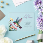 Whimsical Hummingbird Floral Baby Shower アクリル招待状 (インサイチュ (ウェディング))