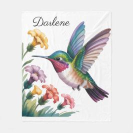 Whimsical Hummingbird Floral Baby Shower フリースブランケット
