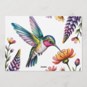 Whimsical Hummingbird Floral Baby Shower 招待状 (裏面)