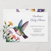Whimsical Hummingbird Floral Baby Shower 招待状 (正面/裏面)