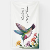 Whimsical Hummingbird Floral Baby Shower 横断幕 (縦)