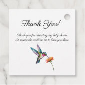 Whimsical Hummingbird Floral Baby Shower Thank You フェイバータグ (裏面)