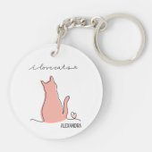 Whimsical I Love Cats Silhouette Custom Name   キーホルダー (裏面)