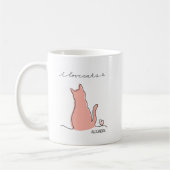Whimsical I Love Cats Silhouette Custom Name コーヒーマグカップ (左)